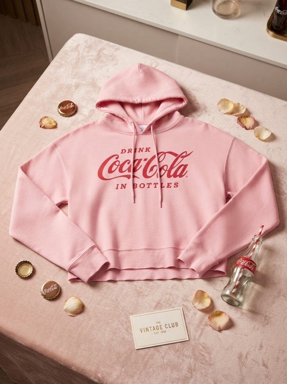 Coca Cola Pink Pullover Hoodie with Red Logo